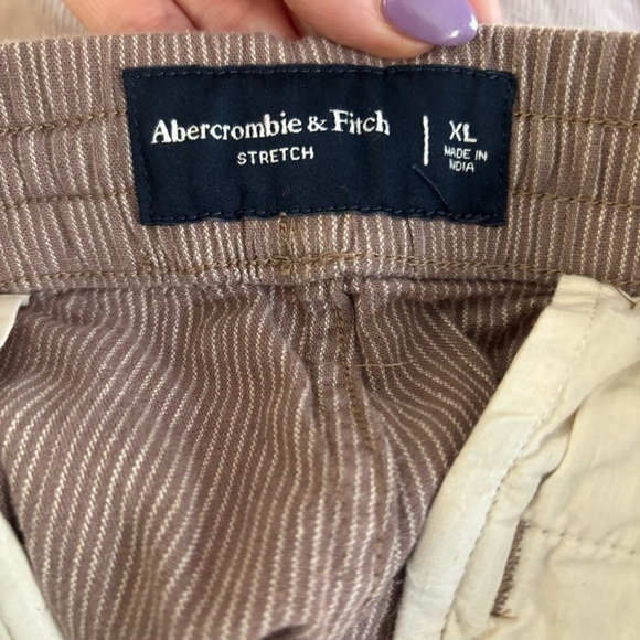 NWT Abercrombie & Fitch A&F Men's Striped Elastic Waist Shorts Brown size XL - Picture 5 of 8